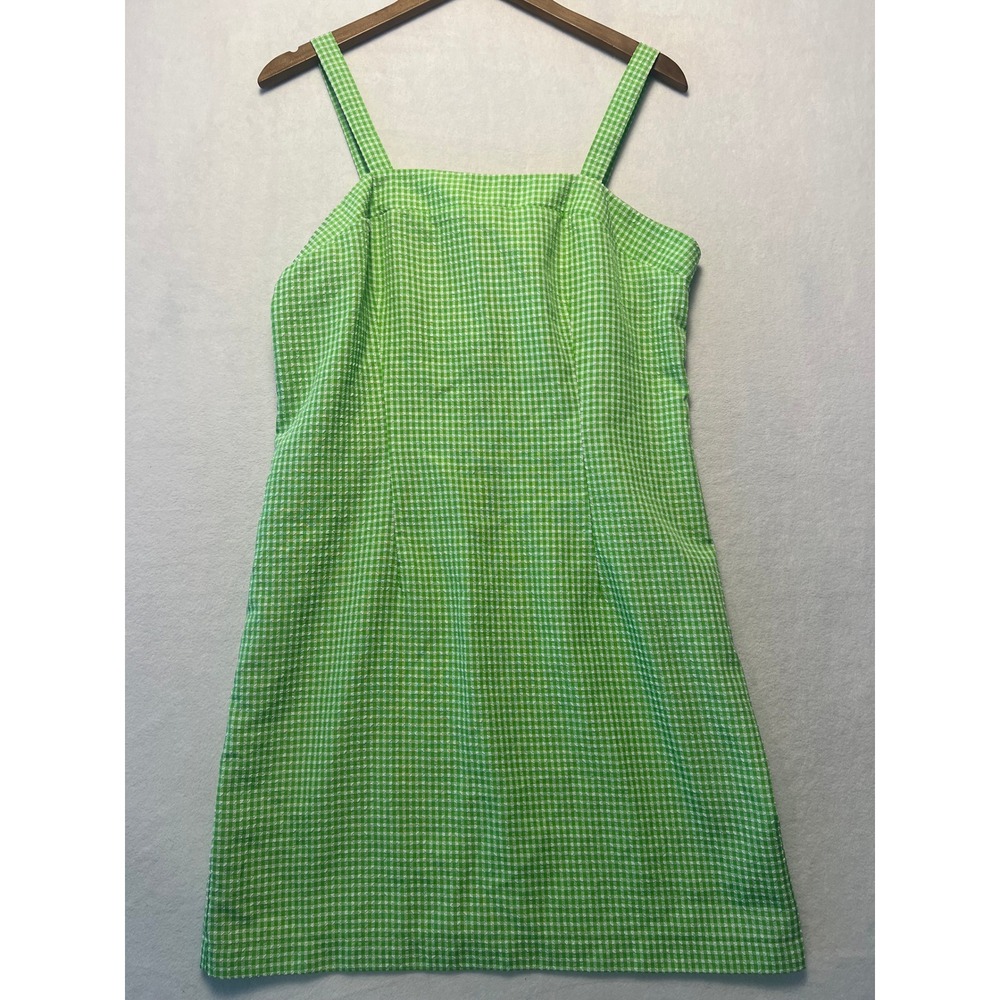 VTG Giorgio Fiorlini 11/12 Dress Cottagecore Gingham Green Seersucker Retro 50s